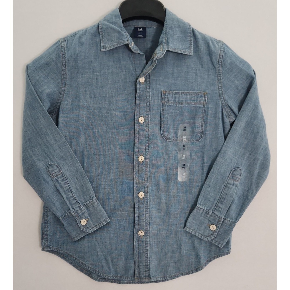 Gap Denim Girls Long Sleeved Shirt Kids Size 8 NWOT Button-up Jean Shirt